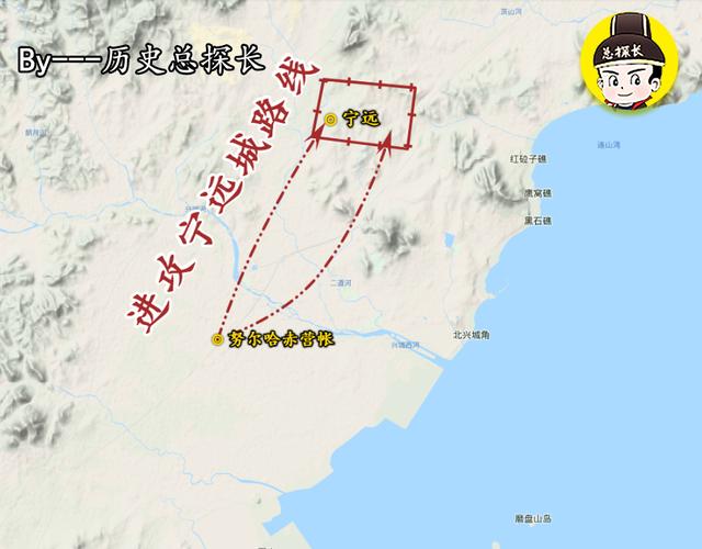 地图上的战争：袁崇焕固守宁远城，努尔哈赤数10万大军败于宁远